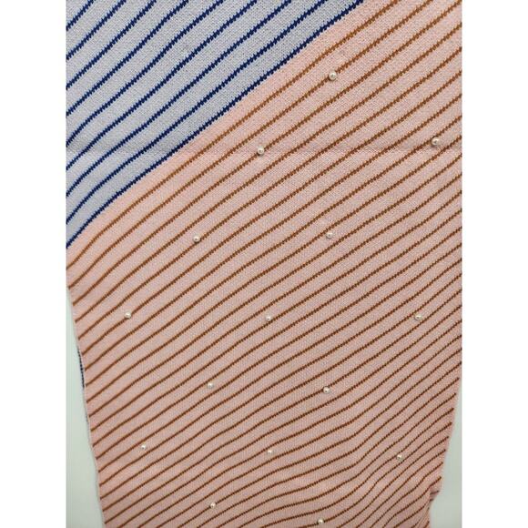 NWT Lele Sadoughi Oversized Two-Tone Pearl Stripe Scarf 97.5"L x 15"W - Picture 4 of 13